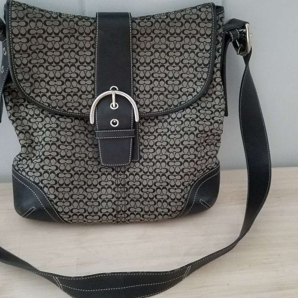 Coach signature crossbody black C 6377 hobo bag